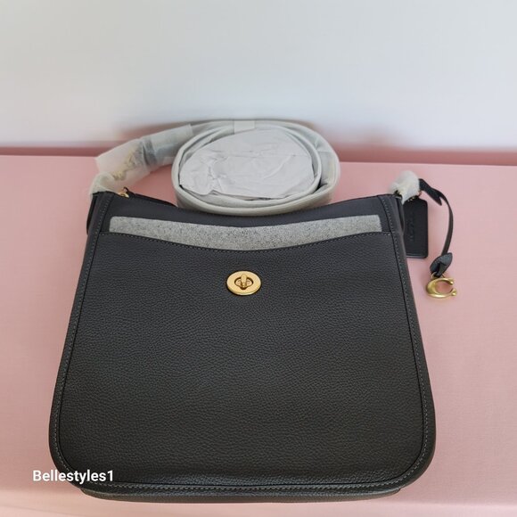 COACH Chaise Pebbled Leather Crossbody Bag- Black color ⭐ - Picture 5 of 16